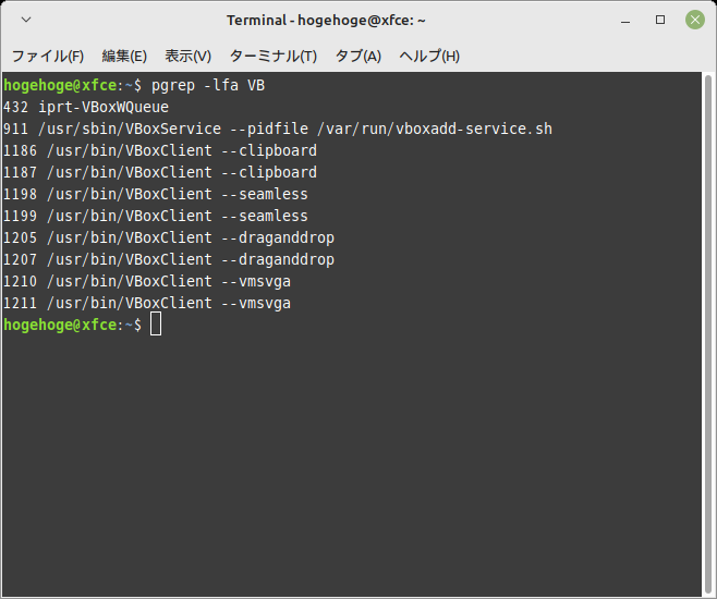 「VirtualBox Guest Additions」「Mint 21 XFCE」-「動作確認」