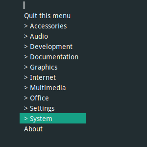 「VirtualBox Guest Additions」「Manjaro 18.0 i3wm」-「morc_menu」→「System」