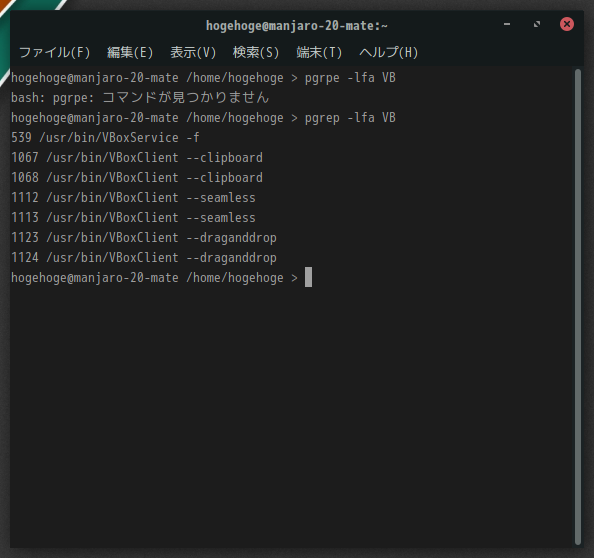 「VirtualBox Guest Additions」-「Manjaro 20.0 MATE」「動作確認」