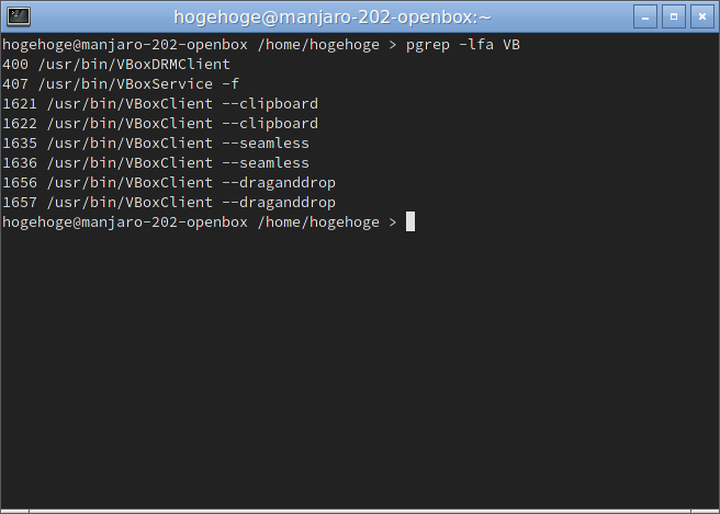 「VirtualBox Guest Additions」-「Manjaro 20.2 Openbox」「動作確認」