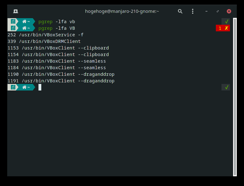 「VirtualBox Guest Additions」-「Manjaro 21.0 GNOME」「動作確認」
