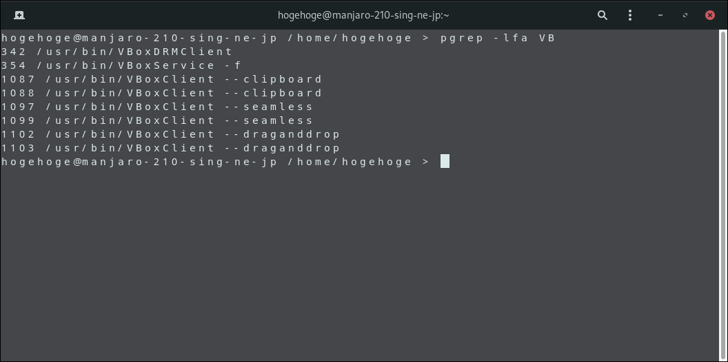 「VirtualBox Guest Additions」-「Manjaro 21.0 BUDGIE」「動作確認」