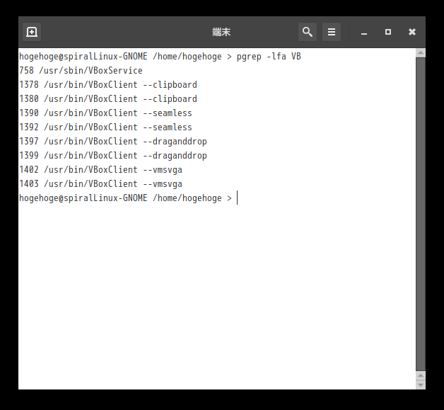 「VirtualBox Guest Additions」「SpiralLinux 11.220925」-「GNOME」