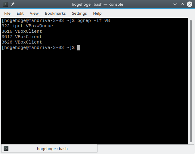 「VirtualBox Guest Additions」「OpenMandriva 3.03」-「pgrep」