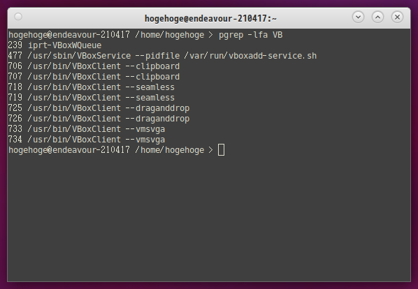 「VirtualBox Guest Additions」「EndeavourOS 2021.04.17」-「MATE」「動作確認」