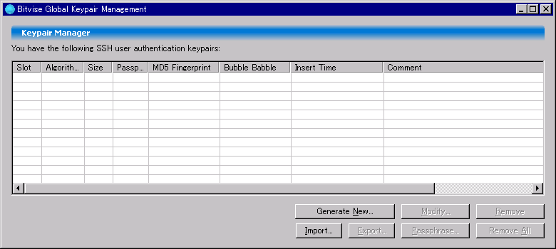 「FFFTP」「Bitvise SSH Client 4.63」-「Global Keypair Management」