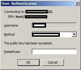 「FFFTP Bitvise SSH Client 4.63」-「User Authentication」