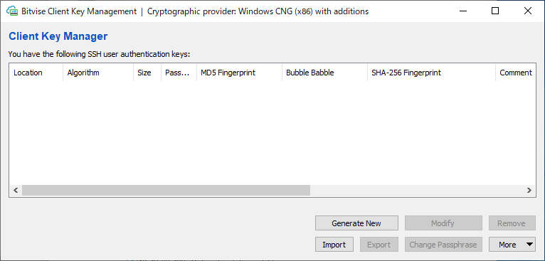 「FFFTP」「Bitvise SSH Client 8.64」-「Client Key Managaer」