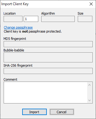 「FFFTP」「Bitvise SSH Client 8.64」-「Import Keypair」