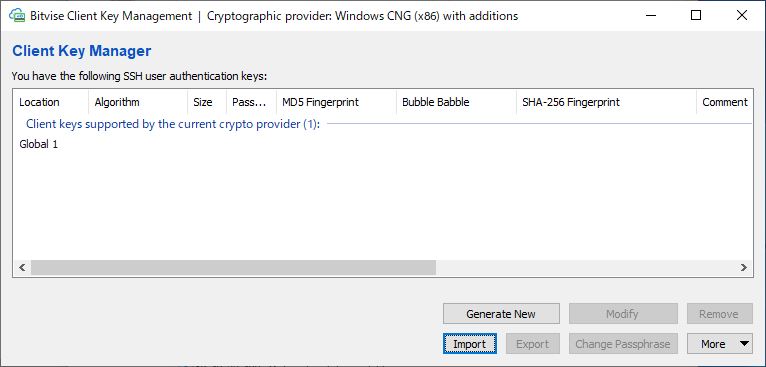 「FFFTP」「Bitvise SSH Client 8.64」-「Client Key Managaer」「インポート後」