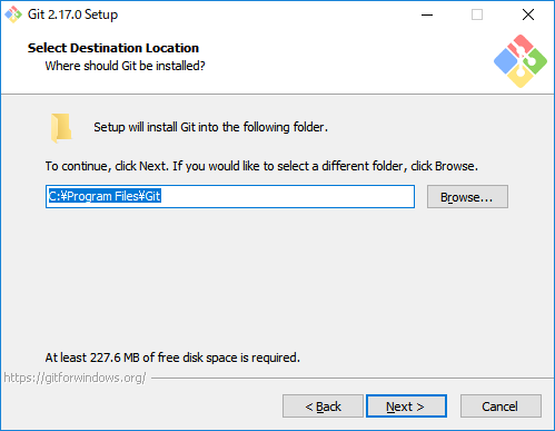 「Git for Windows」-「Select Destination Location 2」