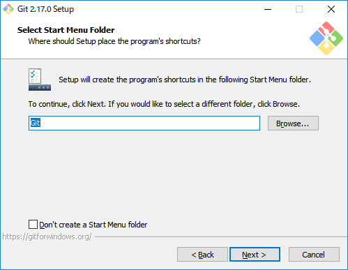 「Git for Windows」-「Select Start Menu Folder」