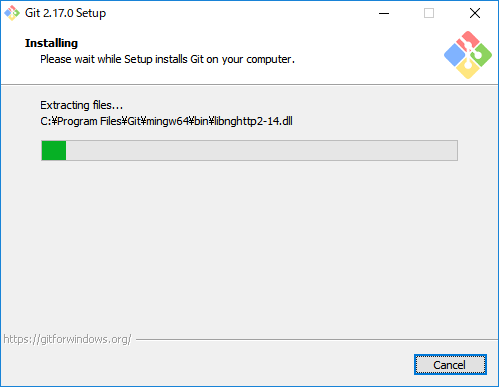 「Git for Windows」-「Installing」