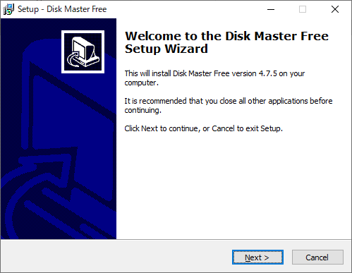 QILING Disk Master -「インストール」-「Welcome to the Disk Master Free Setup Wizard」