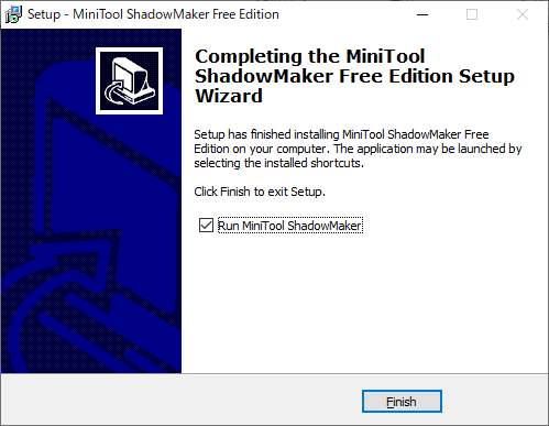 MiniTool ShadowMaker Free - 3.1 -「インストール」→「インストール完了」