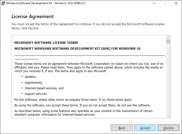 「Debugging Tools for Windows インストール」-「Licence Agreement」