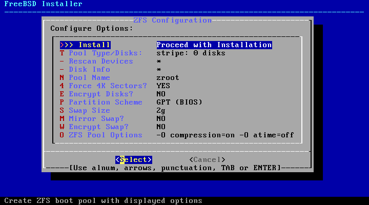 「FreeBSD 14.4 RELEASE」-「ZFS Configuration」