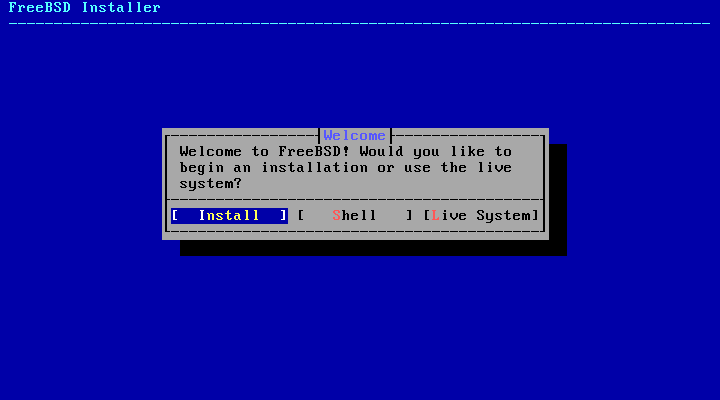 「FreeBSD 15.1 RELEASE」-「起動モード選択」