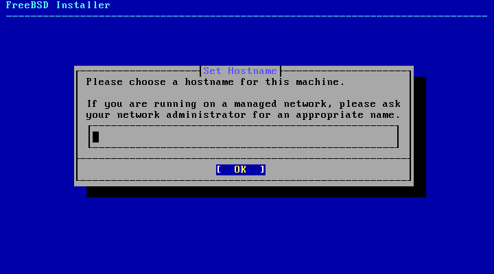 「FreeBSD 15.1 RELEASE」-「ホスト名」