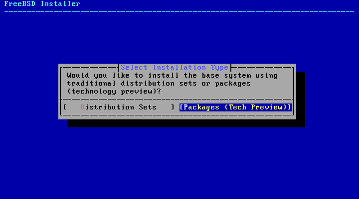 「FreeBSD 15.1 RELEASE」-「Select Installation type」