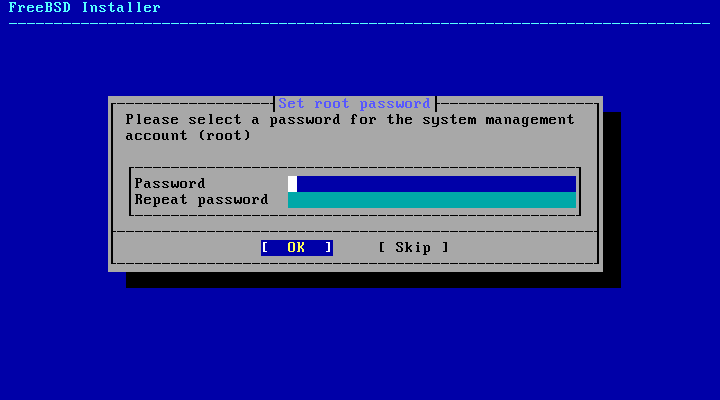 「FreeBSD 15.1 RELEASE」-「Set root password」