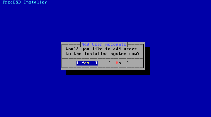 「FreeBSD 15.1 RELEASE」-「Add User Account」