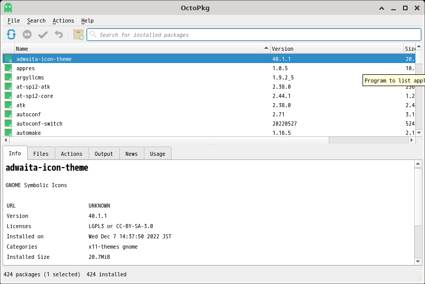 「XFCE FreeBSD 12.4」-「OctoPkg」「起動直後」