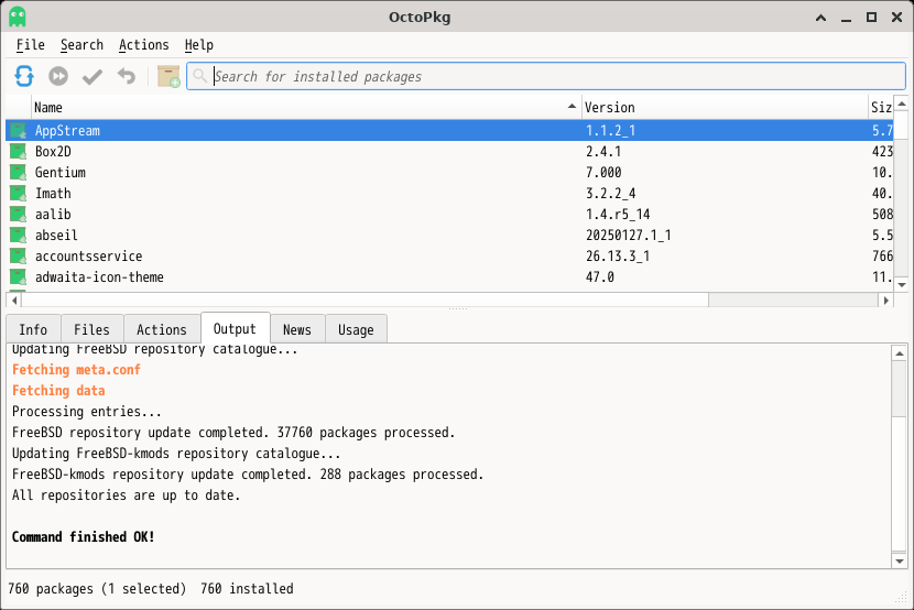 「XFCE FreeBSD 14.5」-「OctoPkg」「起動直後」