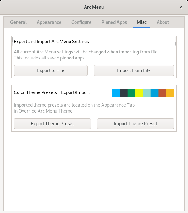 「GNOME」-「Arc Menu」「Misc」