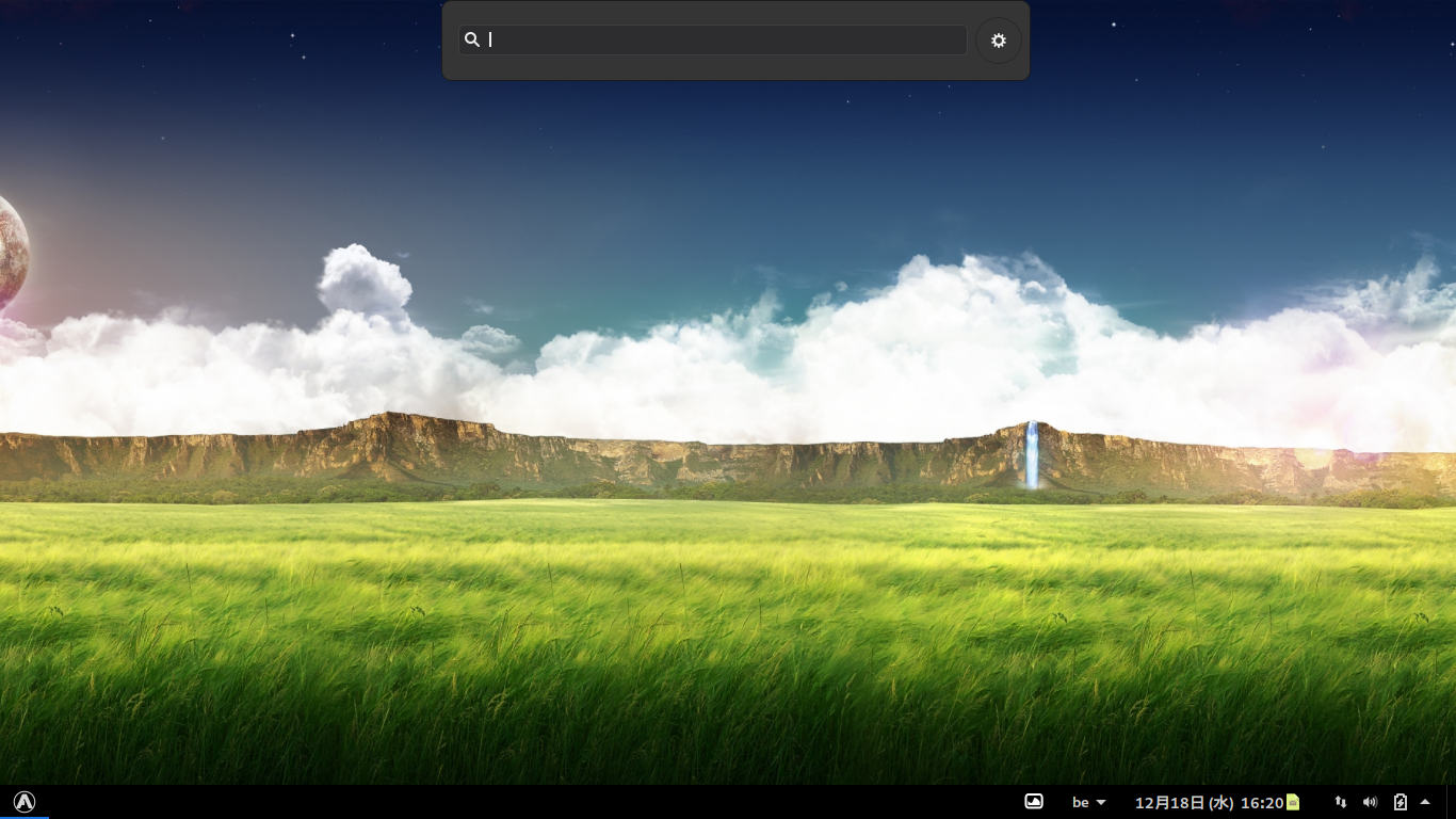 「GNOME」-「Arc Menu」「レイアウト」「KRunner Style」