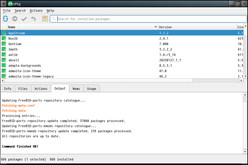 「Fluxbox FreeBSD 15.1」-「OctoPkg」「起動直後」