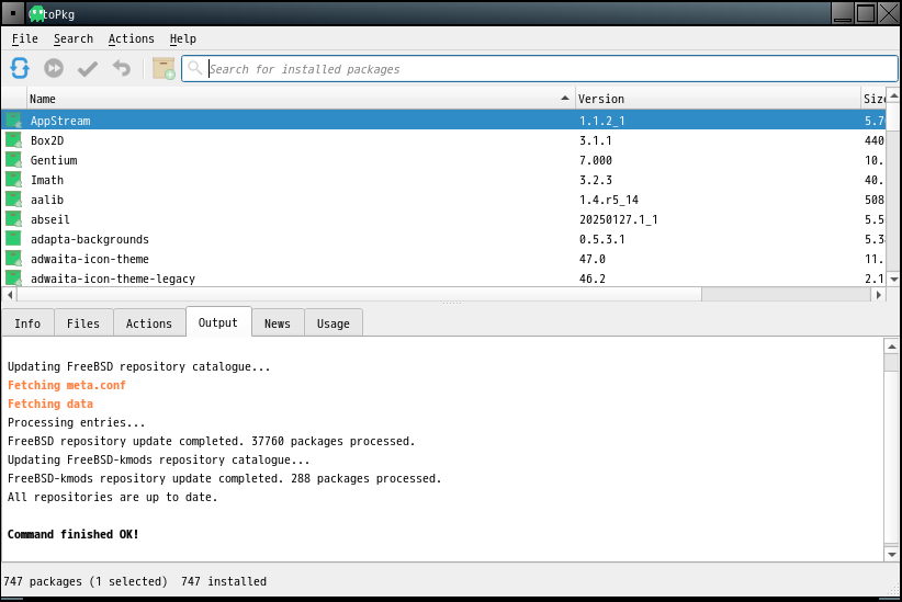 「Fluxbox FreeBSD 14.5」-「OctoPkg」「起動直後」