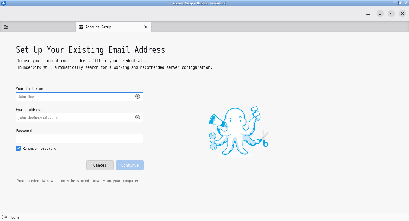「Openbox FreeBSD 14.4」-「Thunderbird」「アカウント設定」