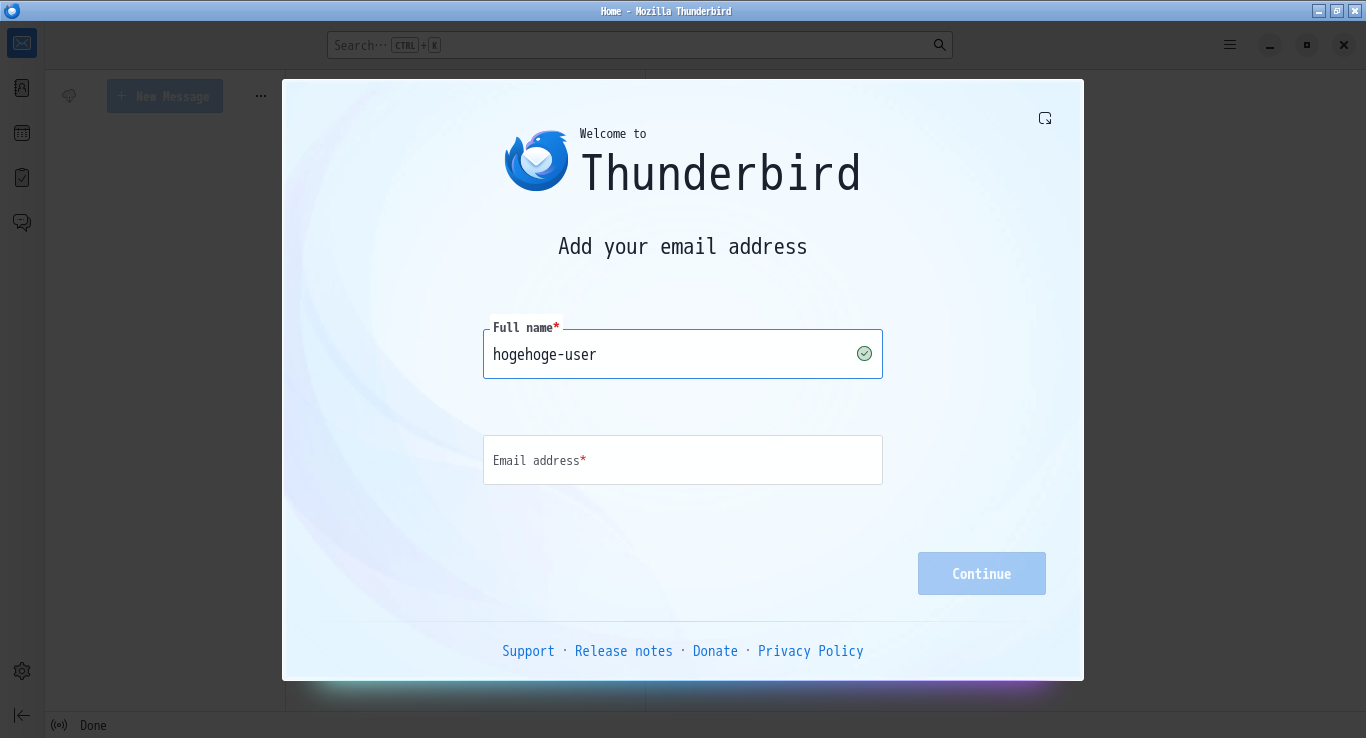 「Openbox FreeBSD 15.1」-「Thunderbird」「メールアドレスの追加」