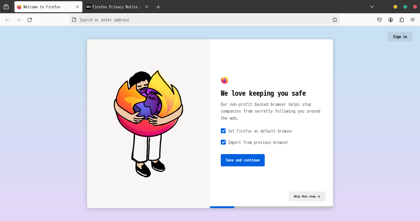 「GhostBSD 24.04.1 MATE」-「Firefox」「起動直後」