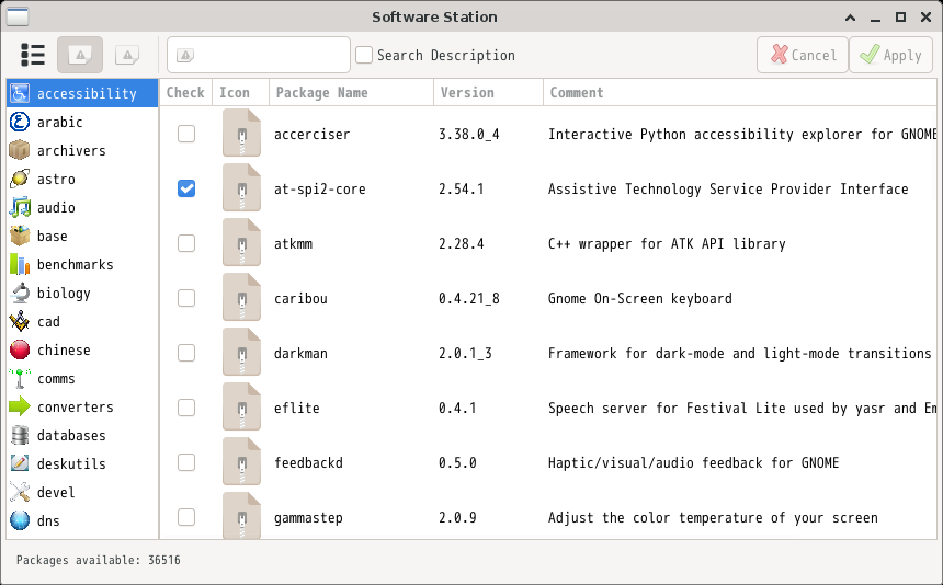 「GhostBSD 25.01 XFCE」-「Software Station」「起動直後」