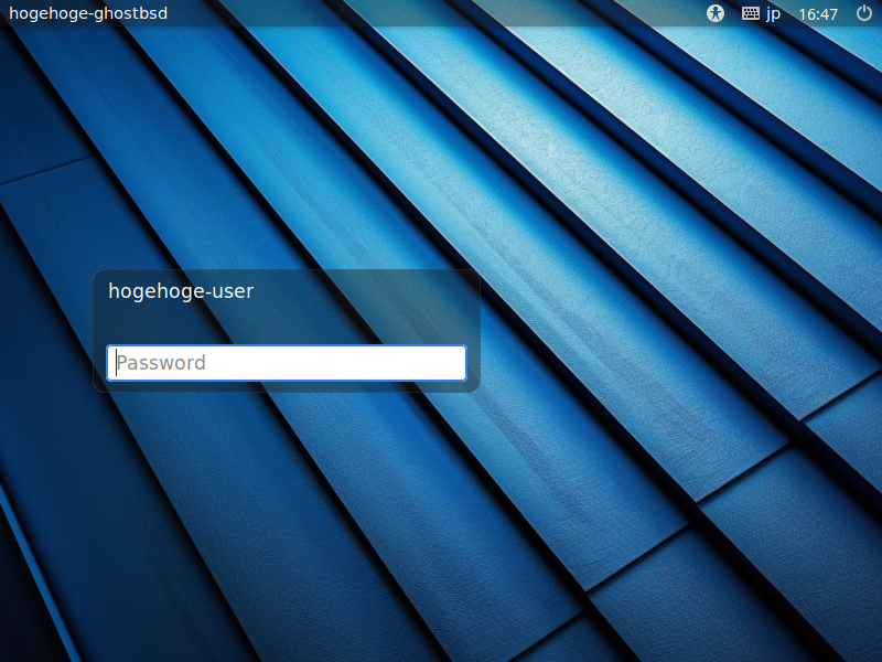 「GhostBSD 25.02 MATE」-「ログイン画面」