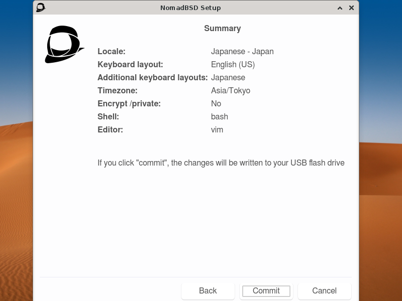 「NomadBSD 141R」-「Summary」