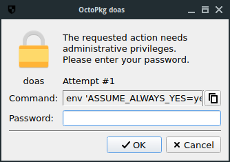 「NomadBSD 141R LXQt」-「OctoPkg」「認証」