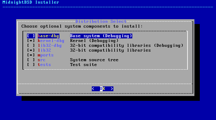 「MidnightBSD 3.0.0」-「インストール対象」