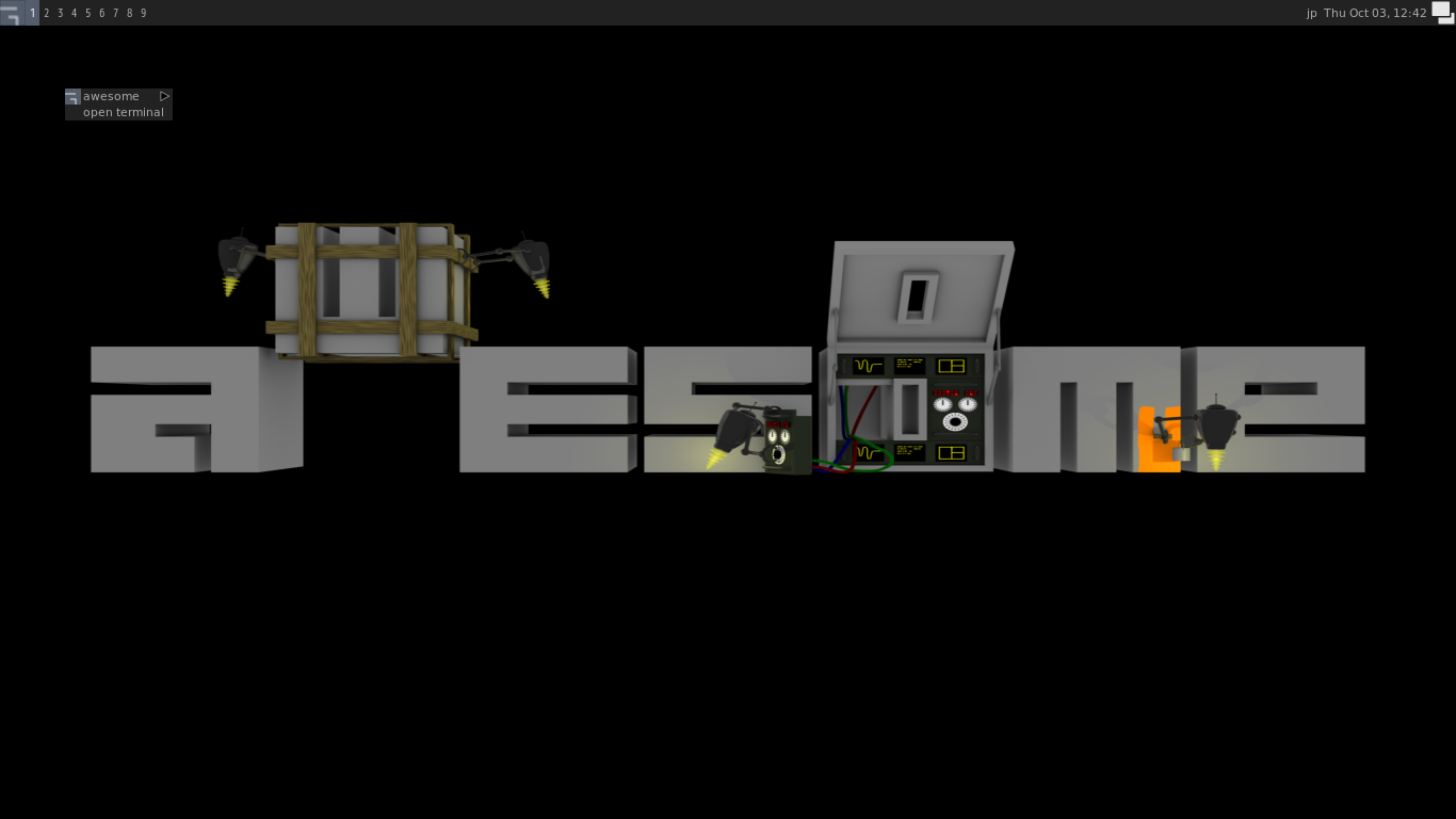 クリックでオリジナルのサイズで開きます 「awesome FreeBSD 13.4」-「デフォルトのデスクトップ・メニュー」