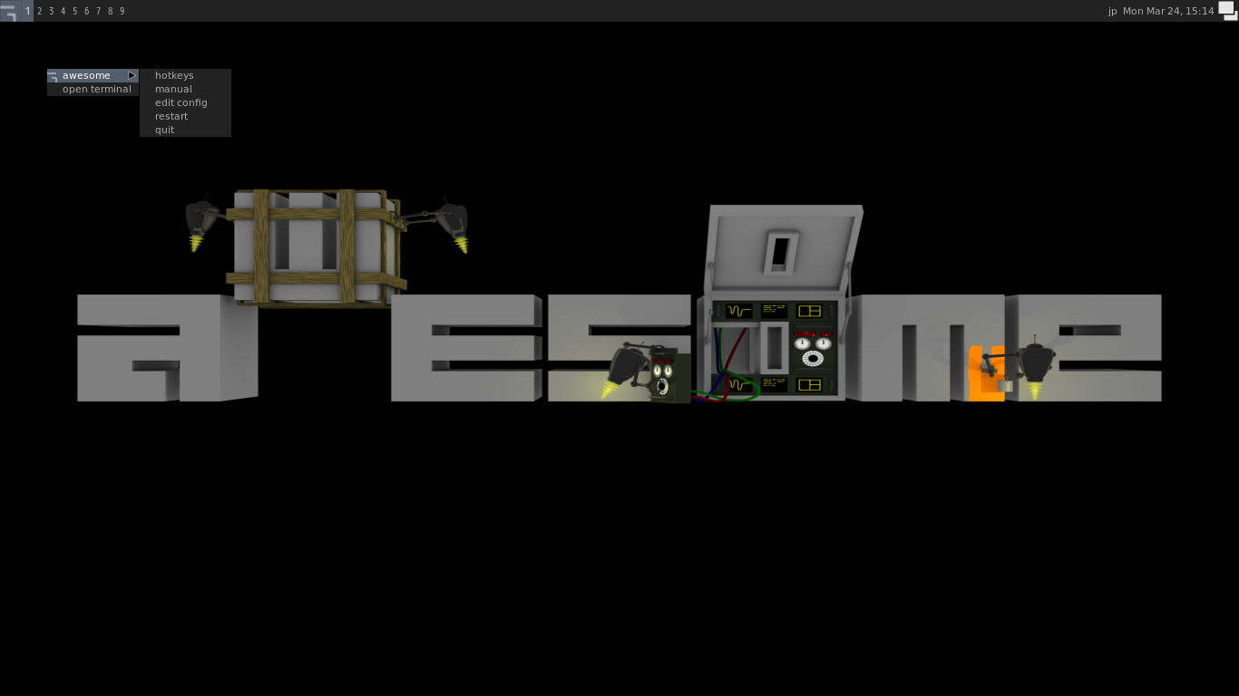クリックでオリジナルのサイズで開きます 「awesome FreeBSD 13.5」-「デフォルトのデスクトップ・メニュー」