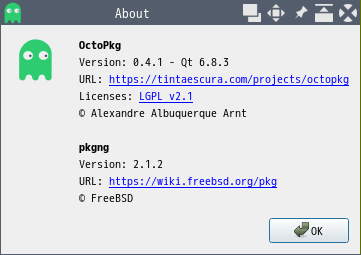 「awesome FreeBSD 14.3」-「OctoPkg」「バージョン情報」