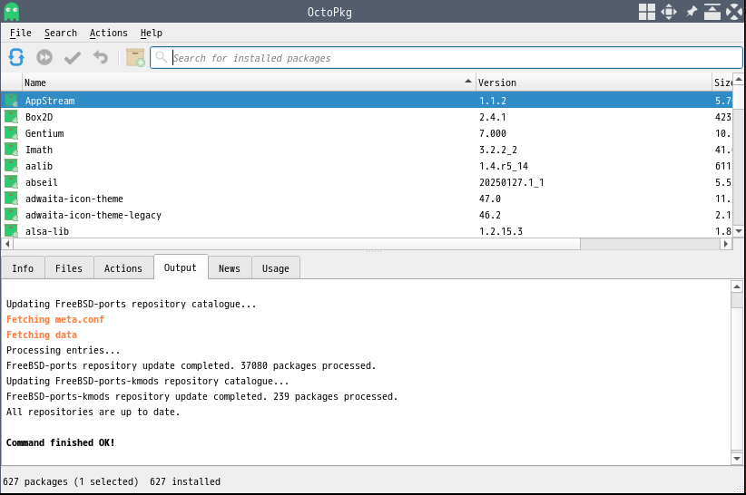 「awesome FreeBSD 15.1」-「OctoPkg」「起動直後」