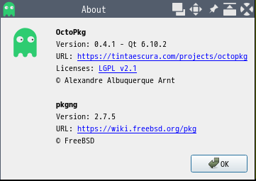 「awesome FreeBSD 15.1」-「OctoPkg」「バージョン情報」