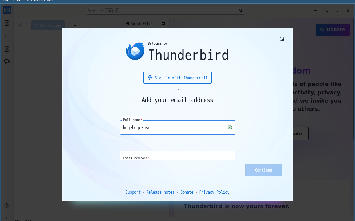 「i3wm FreeBSD 14.5」-「Thunderbird」「メールアドレスの追加」