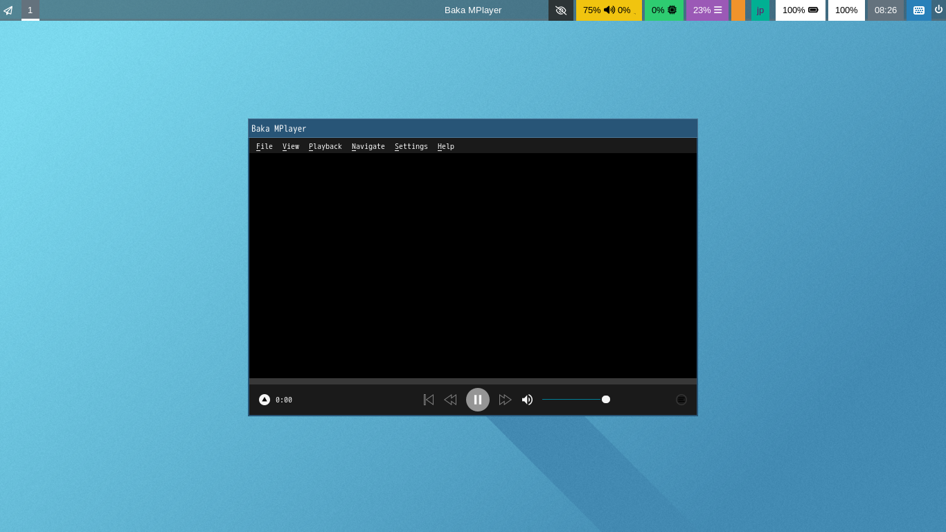 「sway FreeBSD 14.3」-「Baka-MPlayer」「起動直後」