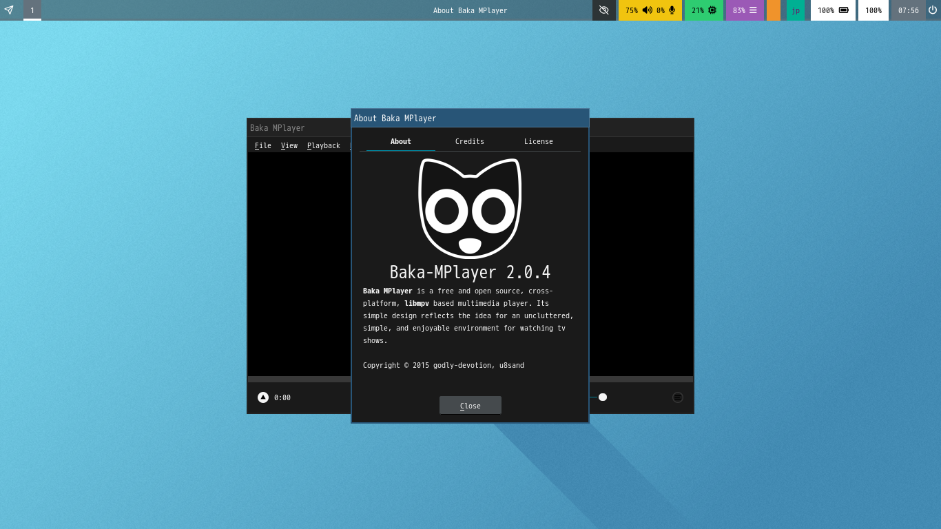 「sway FreeBSD 15.0」-「Baka-MPlayer」「バージョン情報」