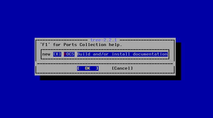 クリックでオリジナルのサイズで開きます 「FreeBSD 13.5 RELEASE」-「/usr/ports/sysutils/tree」「make config」