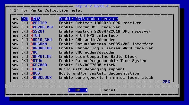 クリックでオリジナルのサイズで開きます 「FreeBSD 13.5 RELEASE」-「/usr/ports/net/ntp」「make config ①」